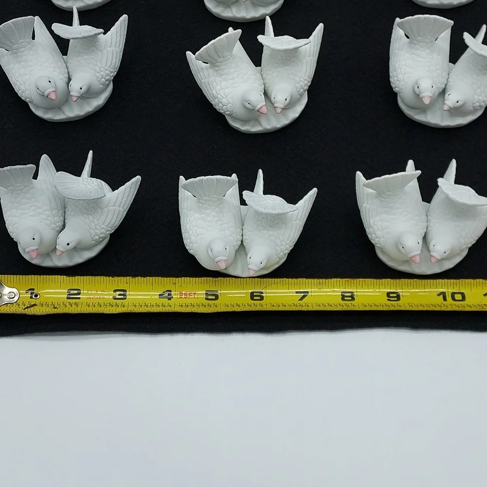 9-Piece White Ceramic Doves Cake Toppers